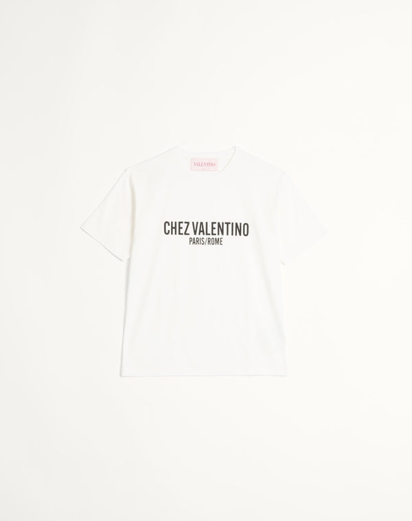 T-Shirt In Cotone Con Stampa Chez Valentino