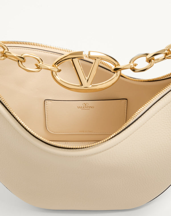 Hobo Piccola Vlogo Moon Bag In Vitello Granato Con Catena