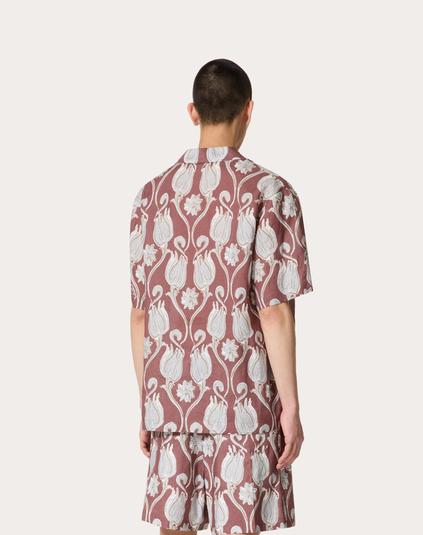 Camicia Da Bowling In Lino Con Stampa Metamorphos Tulips