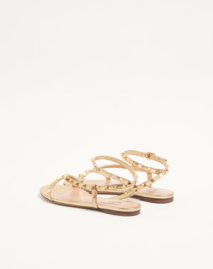 Sandalo Rockstud In Nappa Laminata