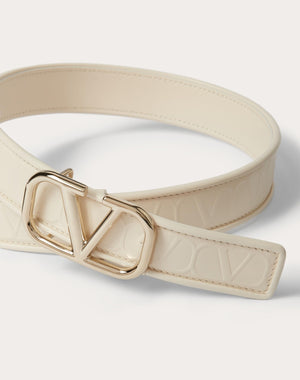 Cintura Valentino Garavani Leather Toile Iconographe  In Vitello 30 Mm