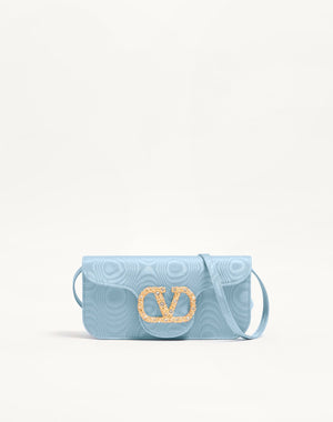 Clutch Valentino Garavani Locò In Tessuto Moiré Con Logo Gioiello