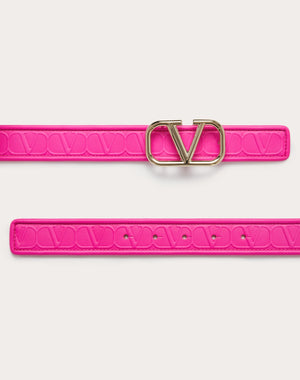 Cintura Valentino Garavani Leather Toile Iconographe  In Vitello 30 Mm