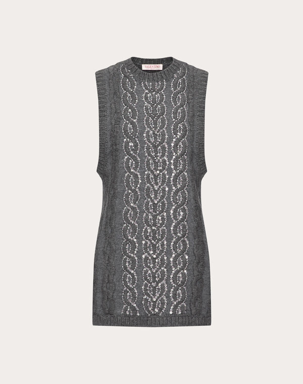 Top In Lana Ricamato