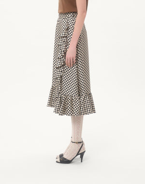 Gonna Midi In Twill Stampa Plus De Pois