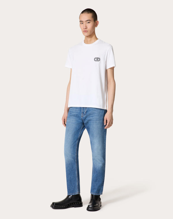 T-Shirt In Cotone Con Patch Vlogo Signature