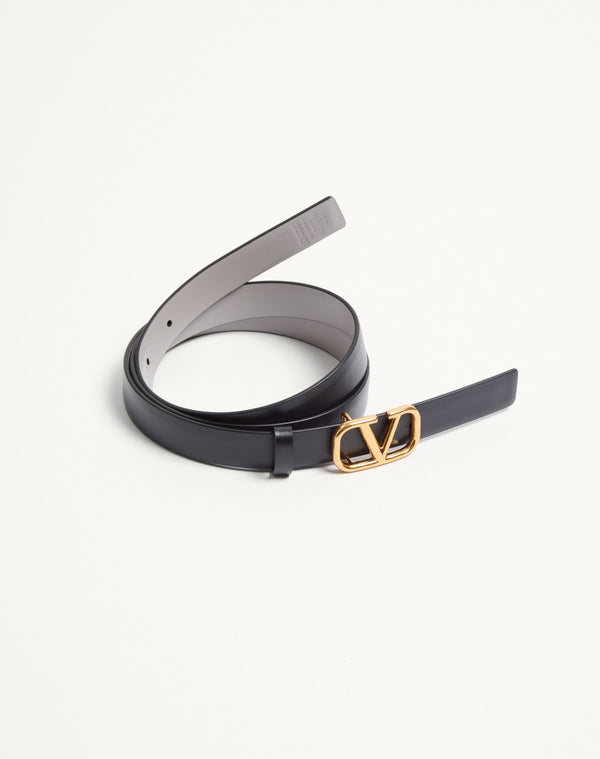 Cintura Reversibile VLogo Signature In Vitello Lucido 20 Mm
