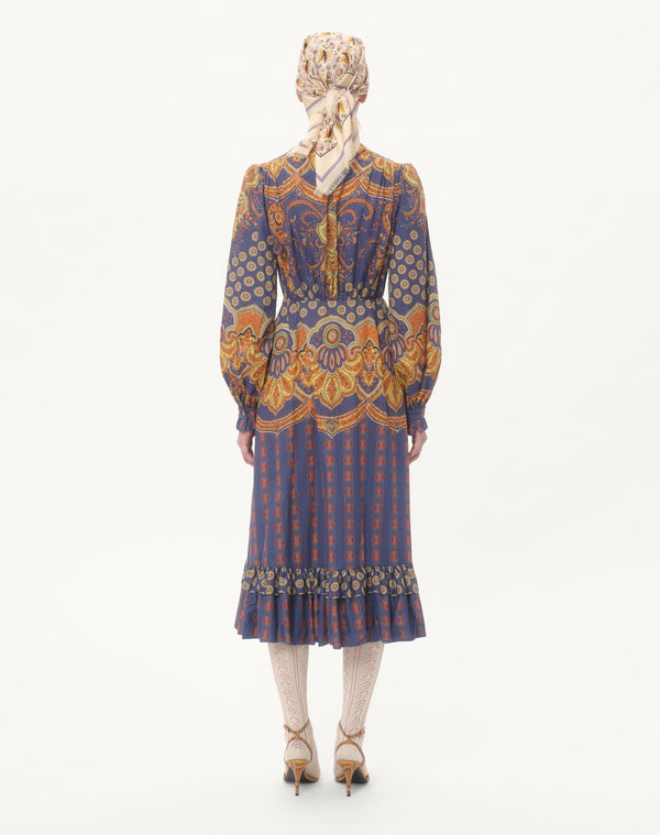 Abito midi in Mussola di Cotone stampato