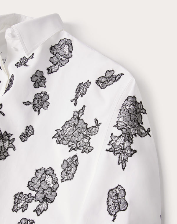 Camicia In Compact Popeline Ricamata