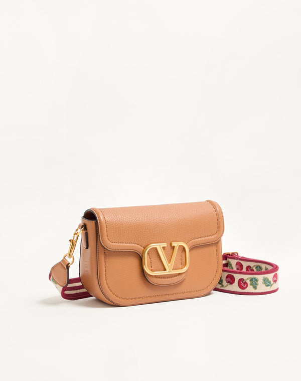 Borsa A Spalla Valentino Garavani Alltime In Vitello Granato Con Tracolla In Nastro Ricamo Cherryfic