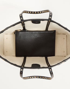 Borsa Shopping Valentino Garavani Rockstud Ricamata In Rafia