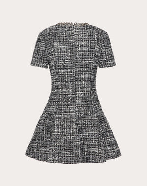Abito Corto In Tweed Ricamato
