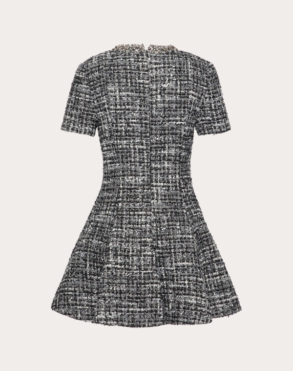 Abito Corto In Tweed Ricamato