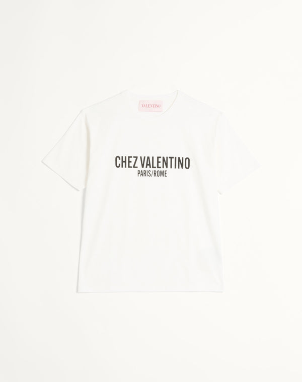 T-Shirt In Cotone Con Stampa Chez Valentino