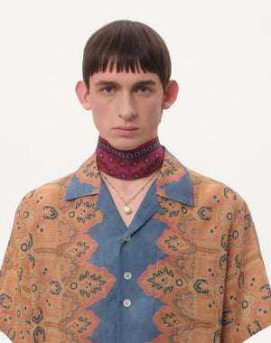 Camicia Da Bowling In Lino Con Stampa Voyage Imaginaire