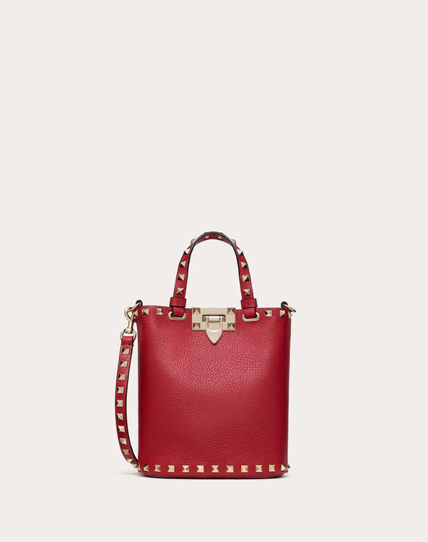 Pouch Con Tracolla Rockstud In Vitello Granato