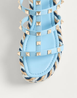 Sandalo Zeppa Rockstud in vitello con cinturini 95mm