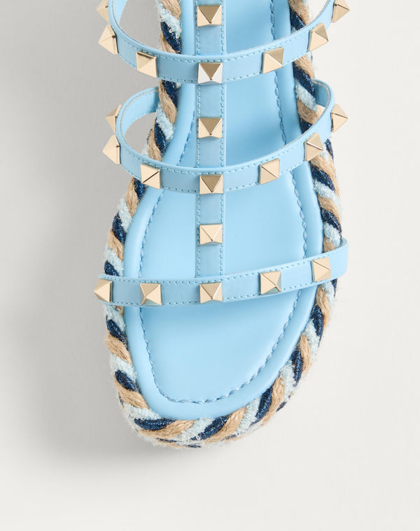 Sandalo Zeppa Rockstud in vitello con cinturini 95mm