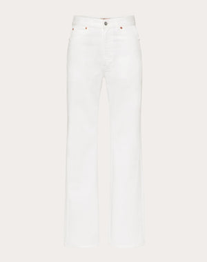 Jeans In White Denim Stampa Valentino Archive 1985