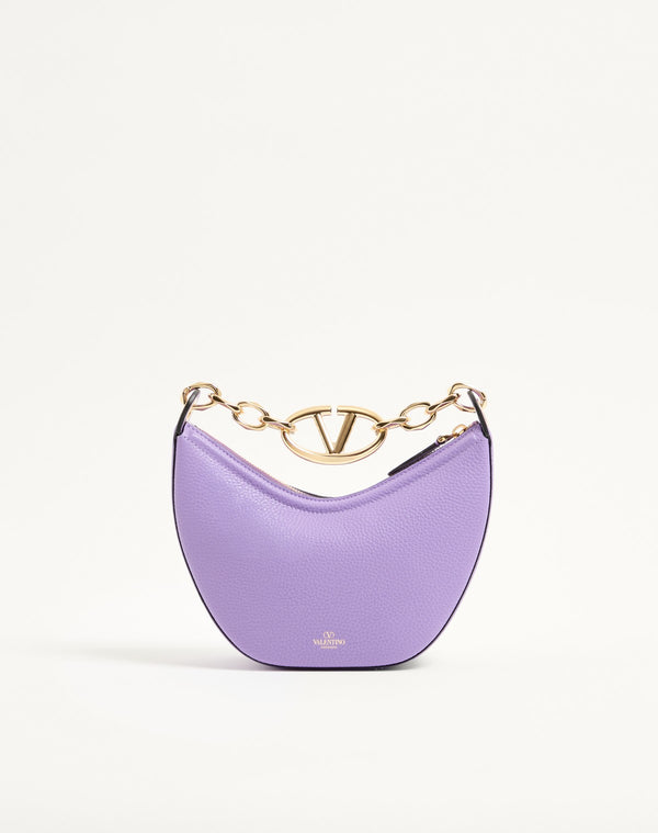 Mini Hobo Vlogo Moon Bag  In Vitello Granato Con Catena