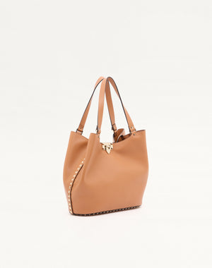 BORSA SHOPPING ROCKSTUD IN VITELLO GRANATO