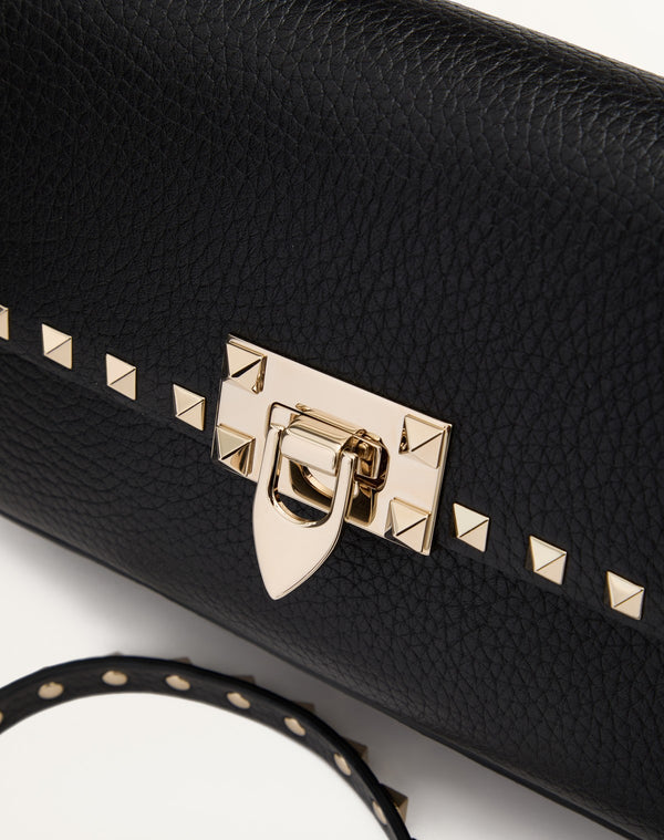 Borsa A Tracolla Valentino Garavani Rockstud In Vitello Granato 