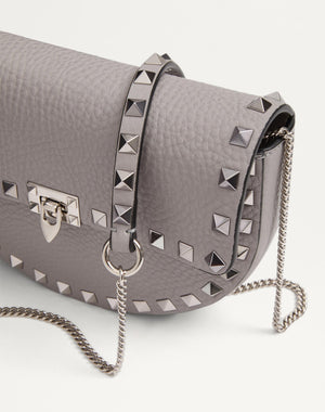 Mini Borsa A Tracolla Rockstud In Vitello Granato