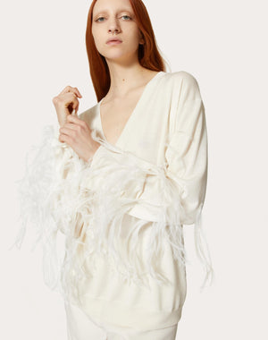 Maglia In Lana Con Piume 
