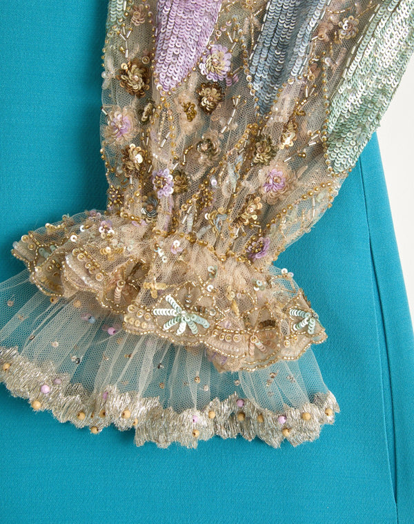 Abito Corto In Crepe Couture Ricamato
