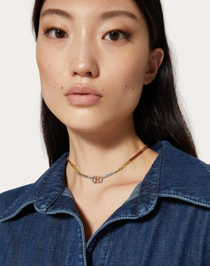 Collana Valentino Garavani Rainbow In Metallo E Cristalli