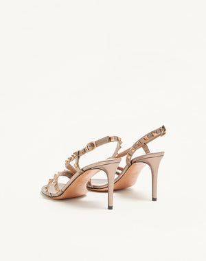 Sandalo Rockstud In Nappa Laminata 85Mm