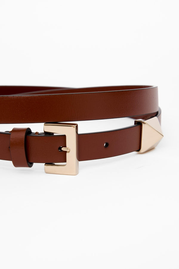 CINTURA SIDE STUD IN VITELLO LUCIDO 15 MM