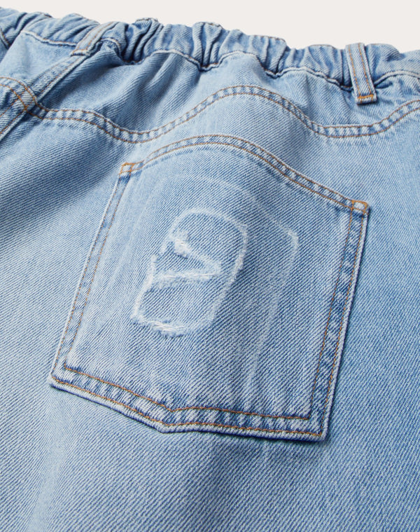 Bermuda In Denim Con Vlogo Signature Impresso
