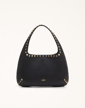 BORSA HOBO PICCOLA ROCKSTUD IN VITELLO GRANATO