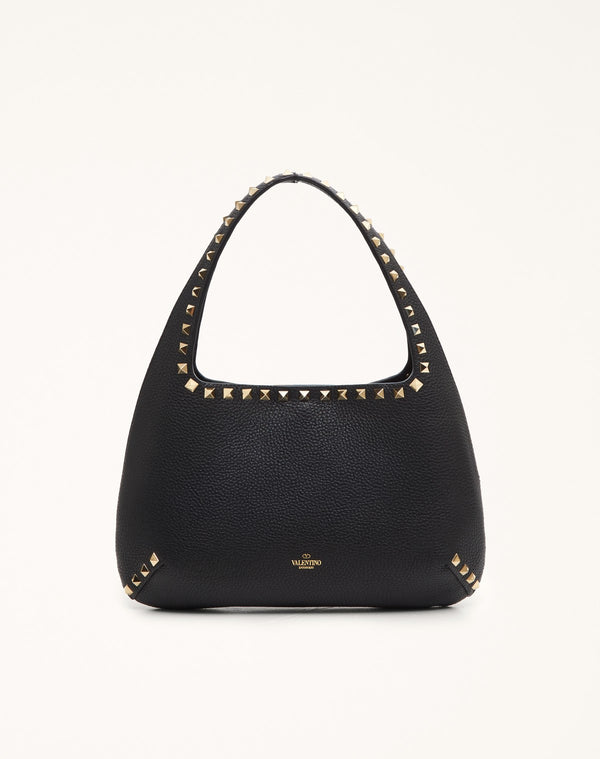 BORSA HOBO PICCOLA ROCKSTUD IN VITELLO GRANATO