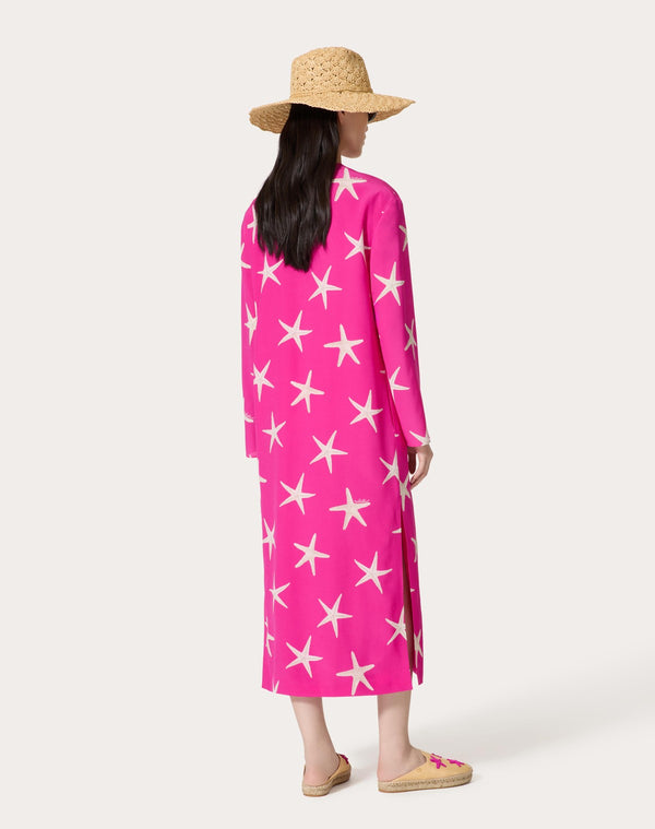 Abito Midi In Crepe De Chine Starfish 