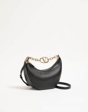Hobo Piccola Vlogo Moon Bag In Vitello Granato Con Catena