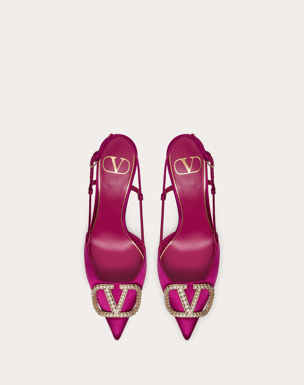 Décolleté Slingback Vlogo Signature In Raso 80Mm
