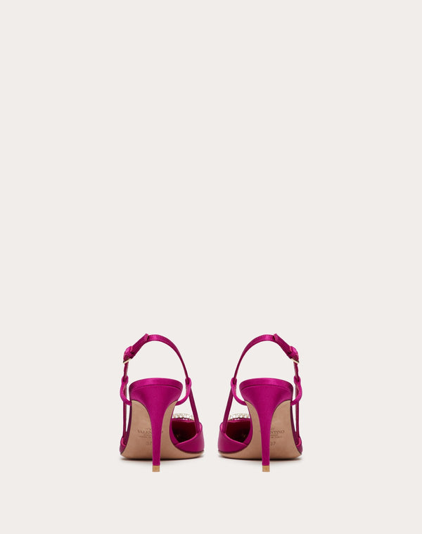 Décolleté Slingback Vlogo Signature In Raso 80Mm