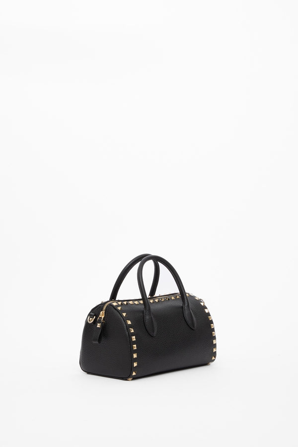 BORSA A MANO ROCKSTUD IN VITELLO GRANATO