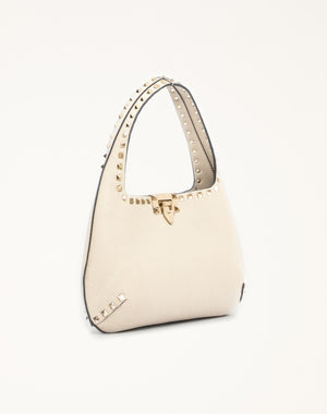 BORSA HOBO PICCOLA ROCKSTUD IN VITELLO GRANATO