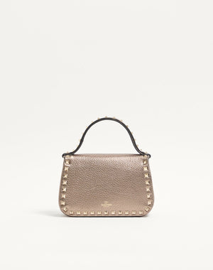 Borsa Piccola A Mano Rockstud In Vitello Granato Laminato