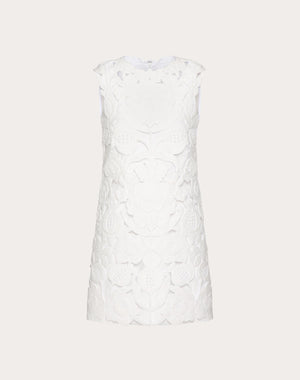 Abito Corto In Light Double Splittable Gabardine Ricamato