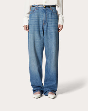 Pantalone In Medium Blue Denim 