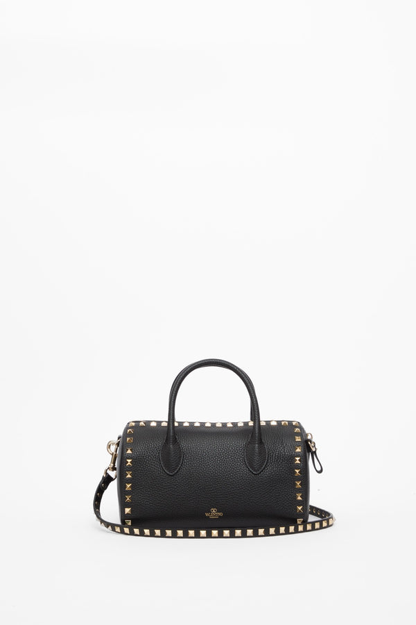 BORSA A MANO ROCKSTUD IN VITELLO GRANATO