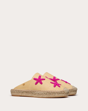 Mule Valentino Garavani Escape In Rafia Con Ricamo Starfish 25Mm