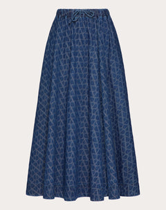 Gonna Midi In Denim Toile Iconographe Medium Blue