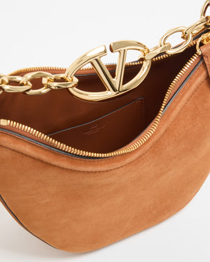 Mini Hobo Vlogo Moon Bag  In Suede Con Catena