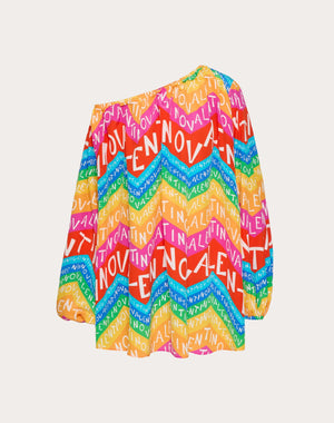 Abito Corto In Crepe De Chine Valentino Chevron24 