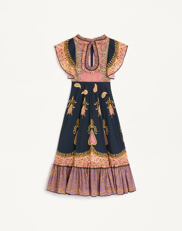 Abito Midi In Mussola Cotone Mix Stampe  